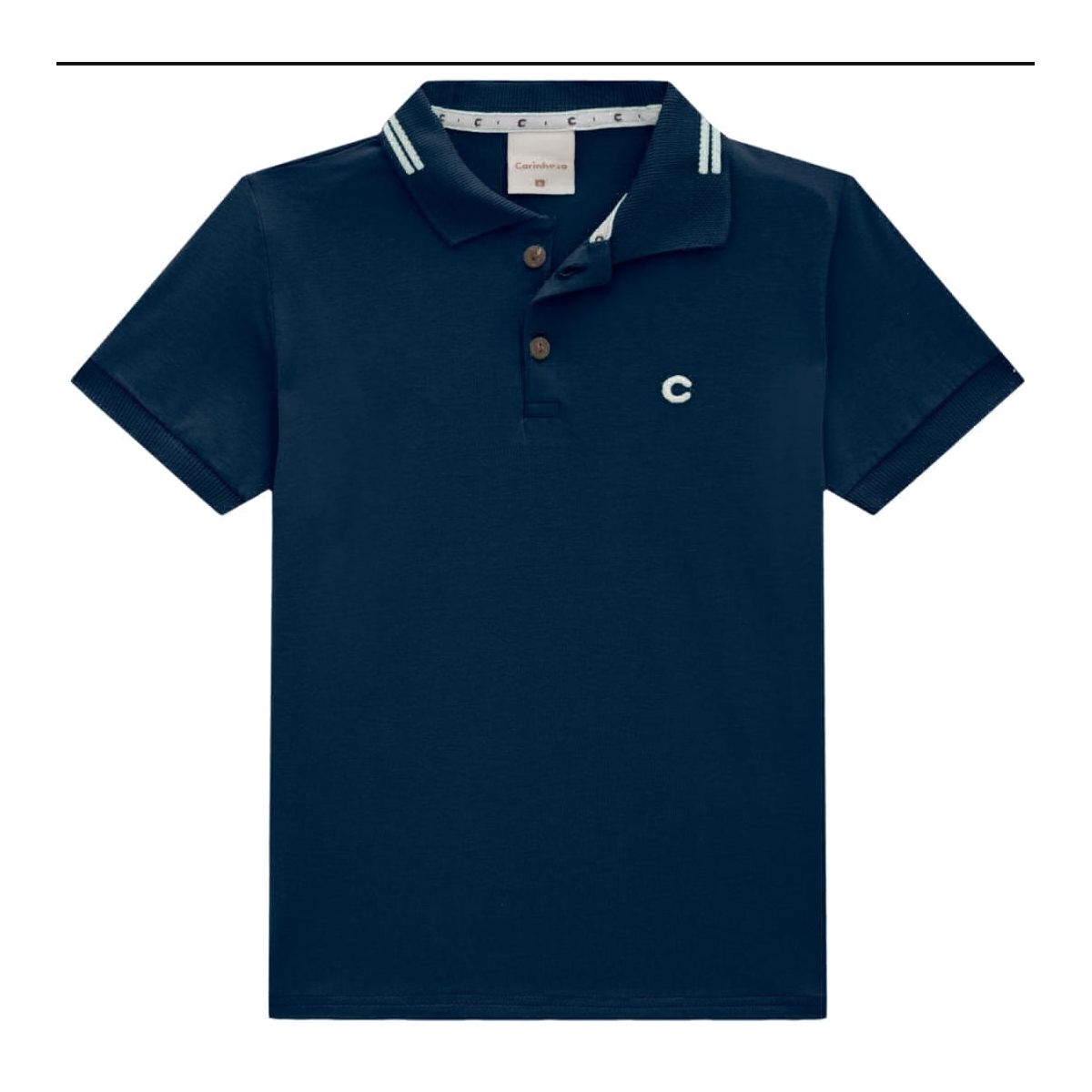Camisa Polo Menino Peitilho Frontal Em Algodão - C... - Fátima Modas