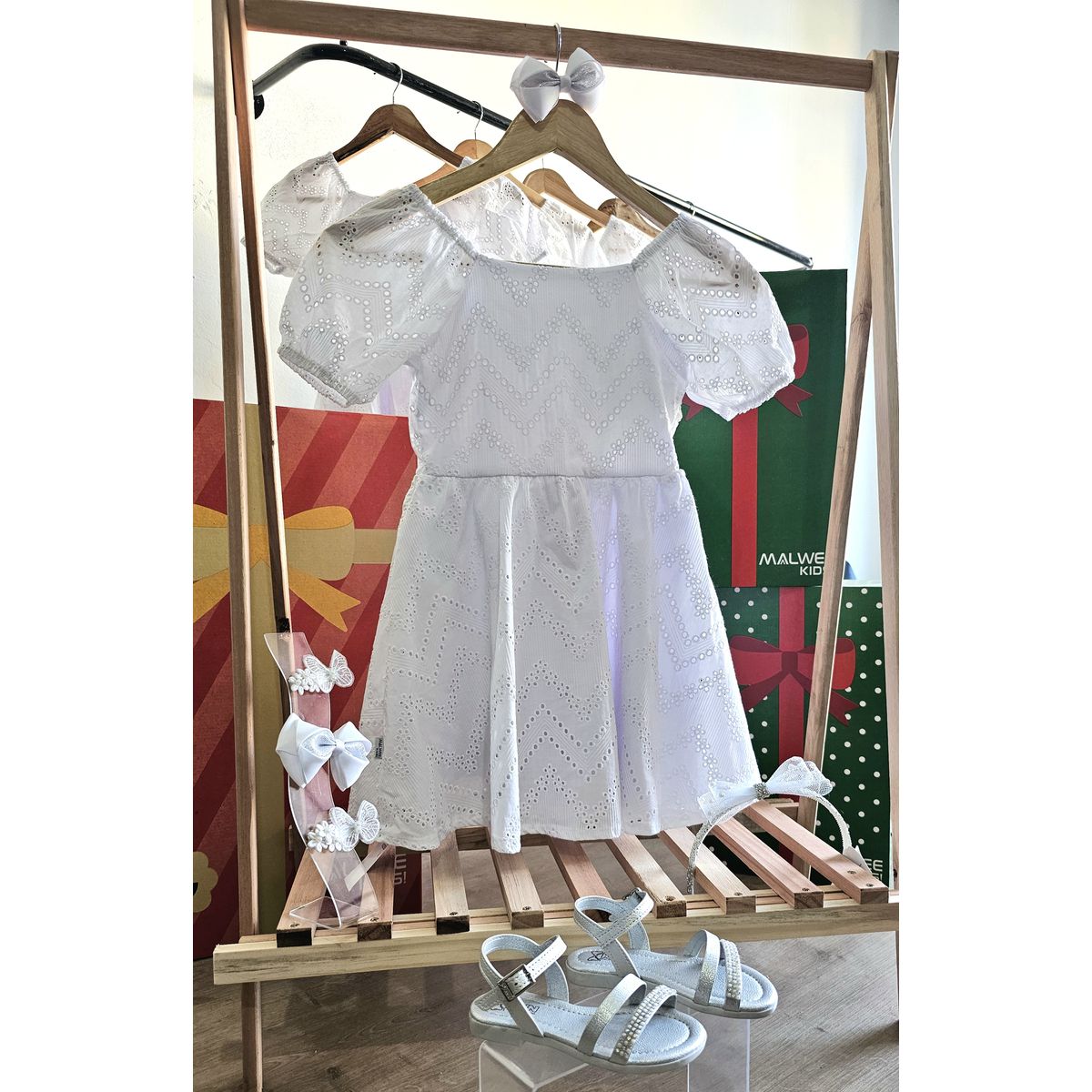 Vestido Infantil Decote Quadrado Em Laise Algodão ... - Fátima Modas