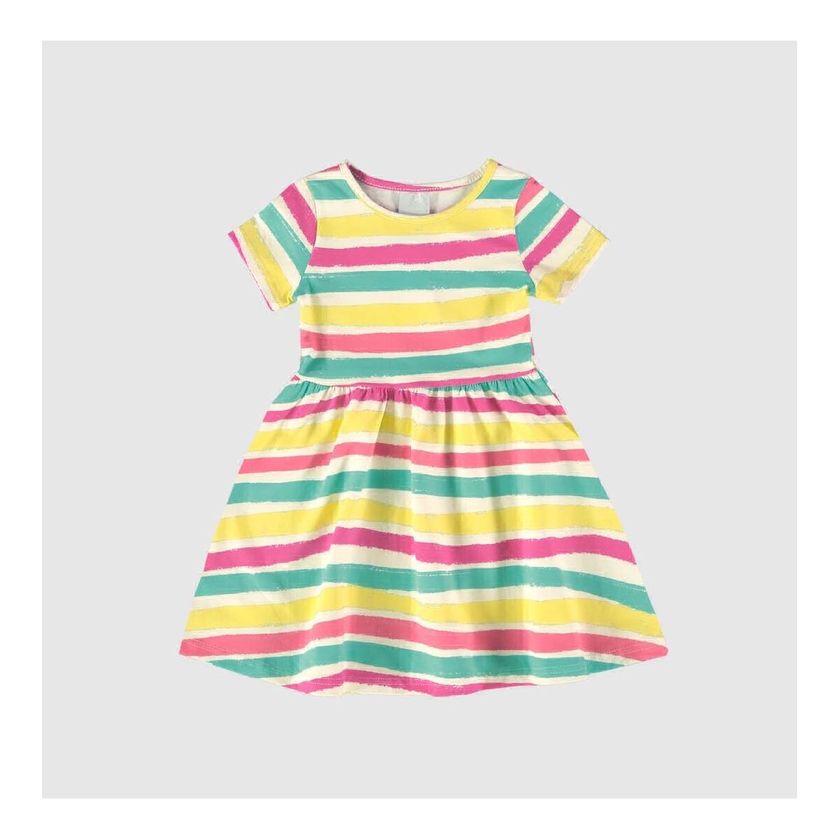 Vestido Infantil Estampa Listrada Em Algodão Malwe... - Fátima Modas