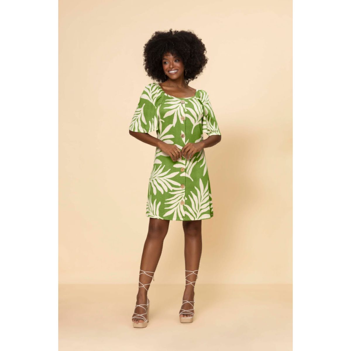 Vestido Curto Floral Rovitex Verde - Fátima Modas