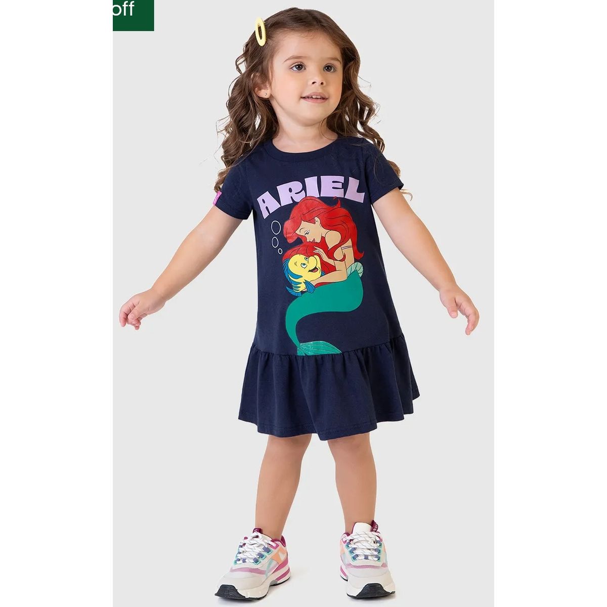 Vestido Infantil Ariel Princesa Disney Em Algodão ... - Fátima Modas