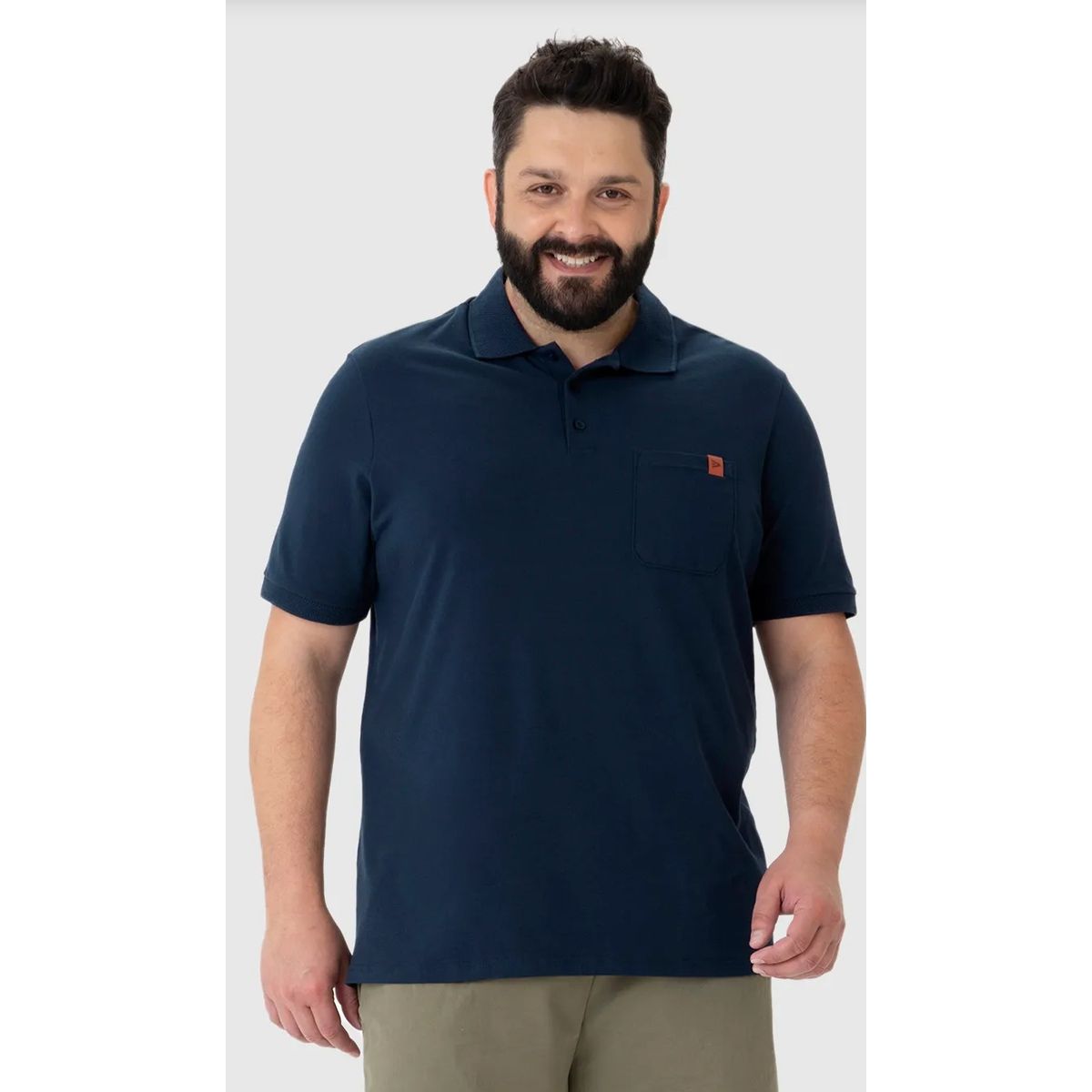 Camisa Polo Masculina Plus Size Bolso Frontal Em P... - Fátima Modas