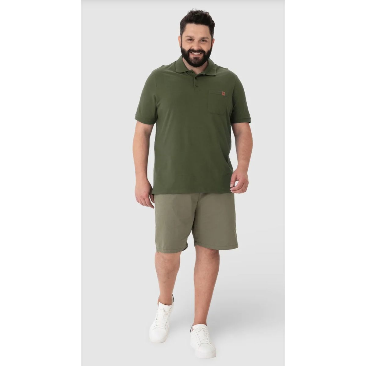 Camisa Polo Masculina Plus Size Bolso Frontal Em P... - Fátima Modas