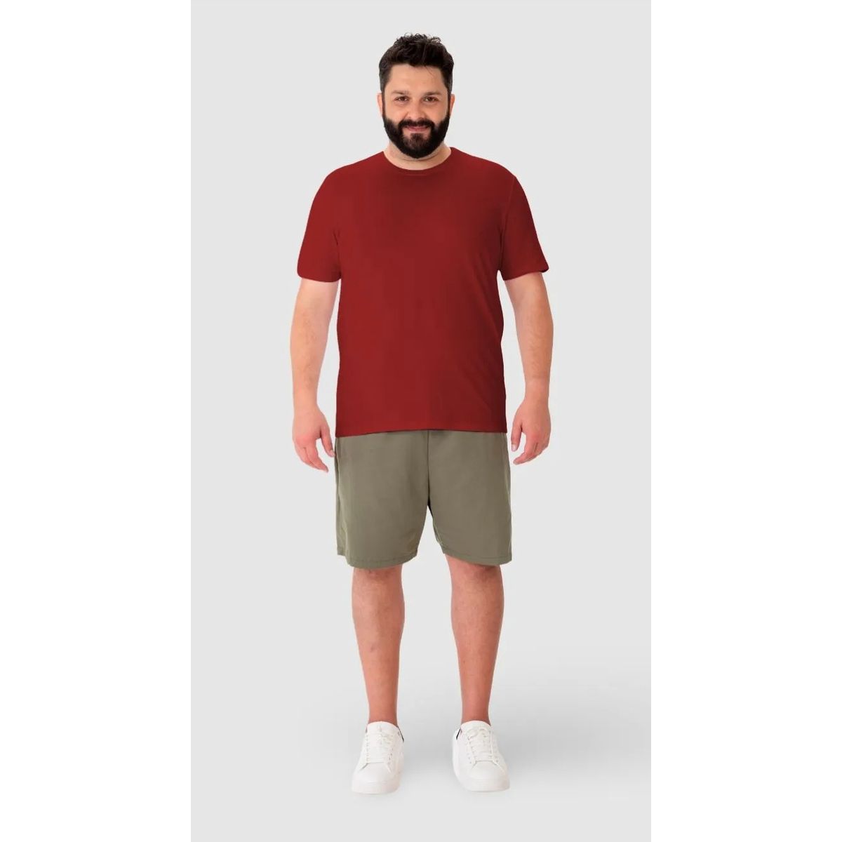 Camiseta Básica Masculina Plus Size Regular Em Alg... - Fátima Modas