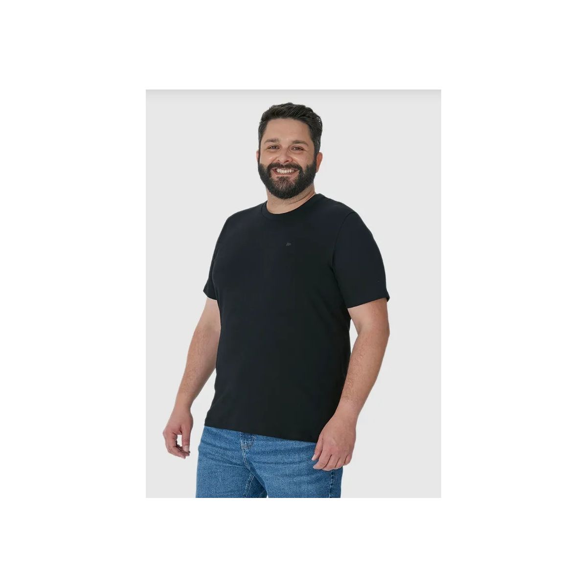 Camiseta Básica Masculina Plus Size Regular Em Alg... - Fátima Modas