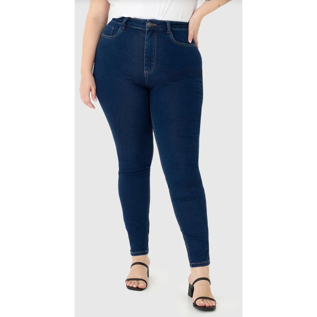 Calça Feminina Plus Size Skinny Em Flex Jeans - Fátima Modas