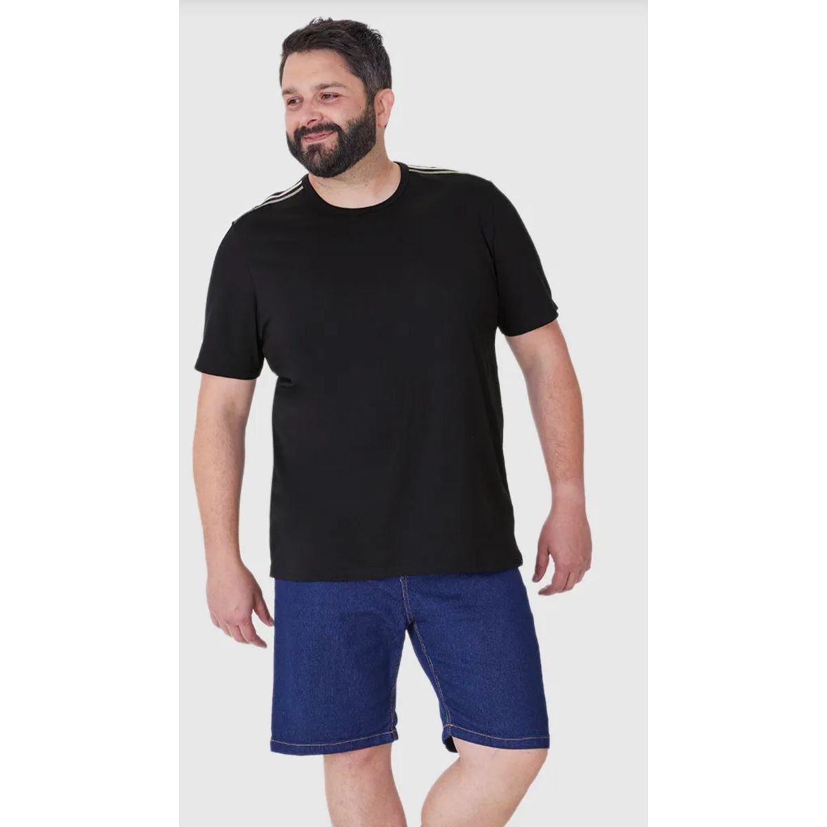 Camiseta Masculina Plus Size Com Detalhe Retilínea... - Fátima Modas