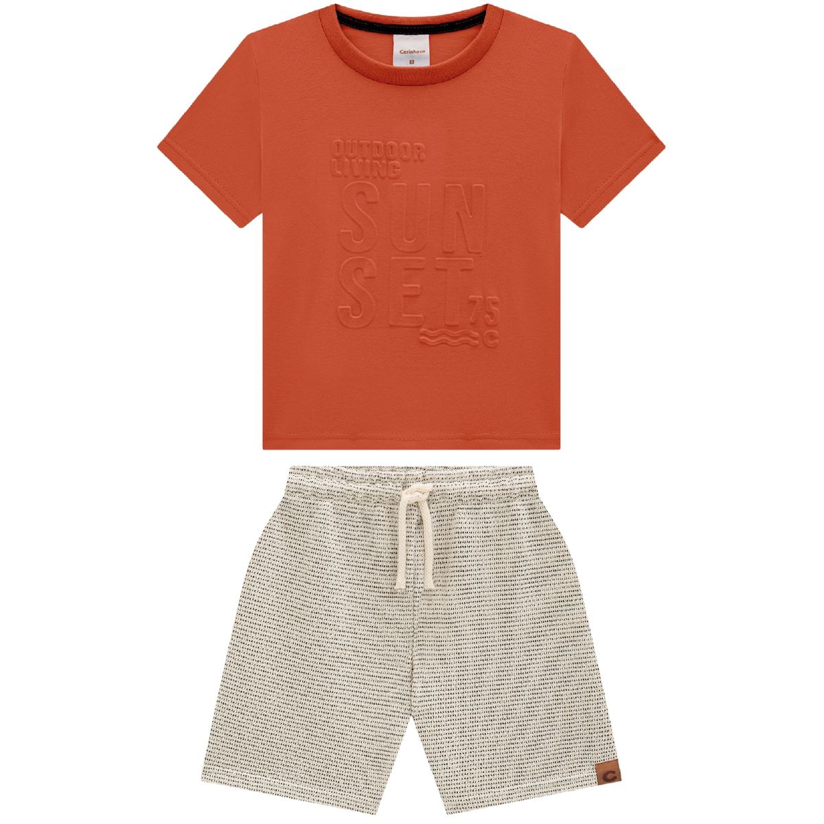 Conjunto Menino Bermuda Em Moletom Texturizado - C... - Fátima Modas