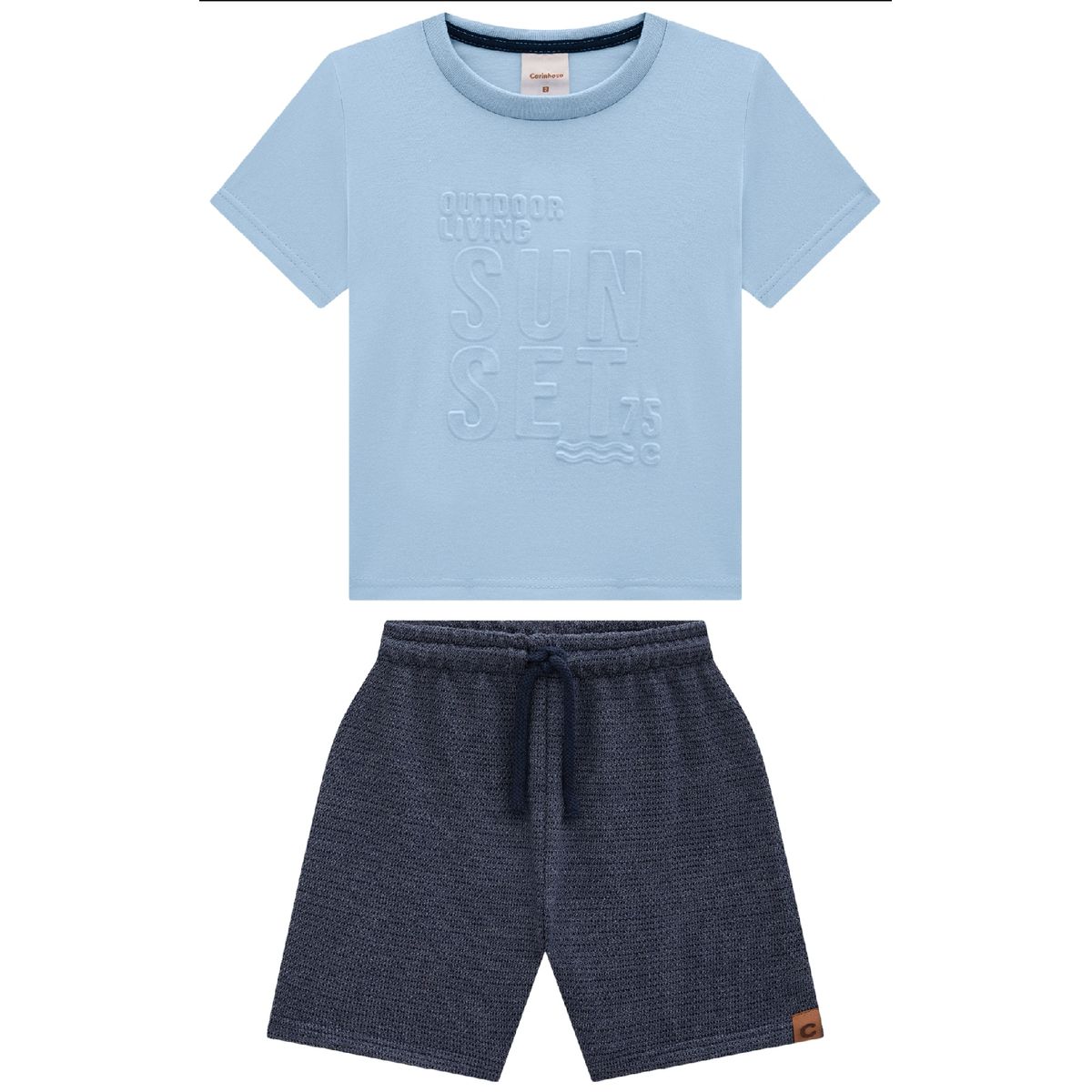 Conjunto Menino Bermuda Em Moletom Texturizado - C... - Fátima Modas