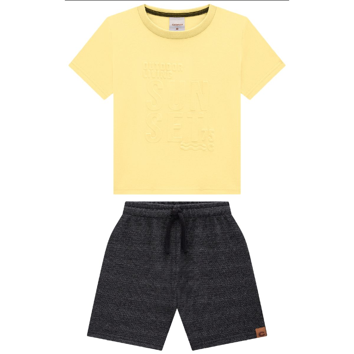 Conjunto Menino Bermuda Em Moletom Texturizado - C... - Fátima Modas