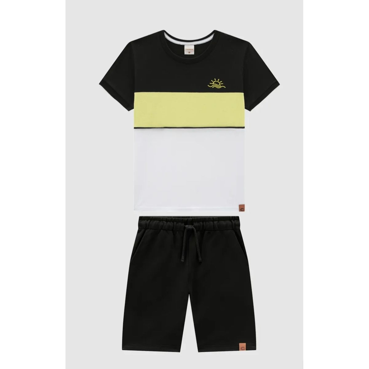 Conjunto Menino Camiseta Manga Retilínea Em Algodã... - Fátima Modas