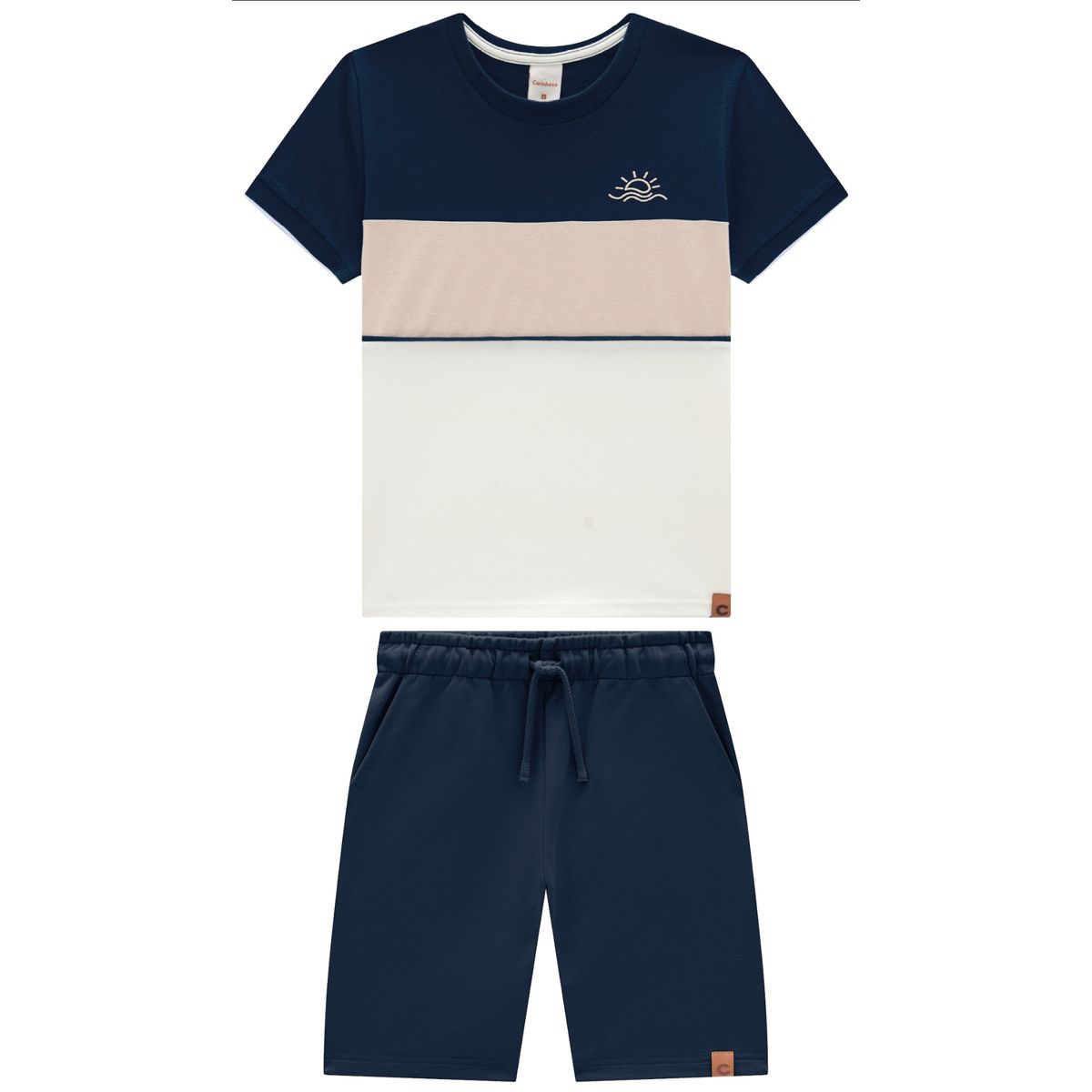 Conjunto Menino Camiseta Manga Retilínea Em Algodã... - Fátima Modas
