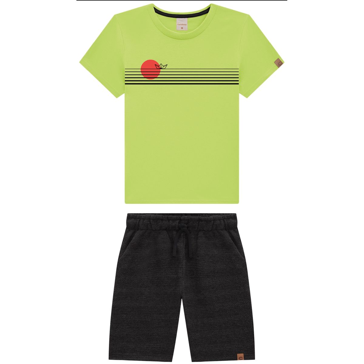 Conjunto Menino Camiseta Estampa Frontal E Bermuda... - Fátima Modas