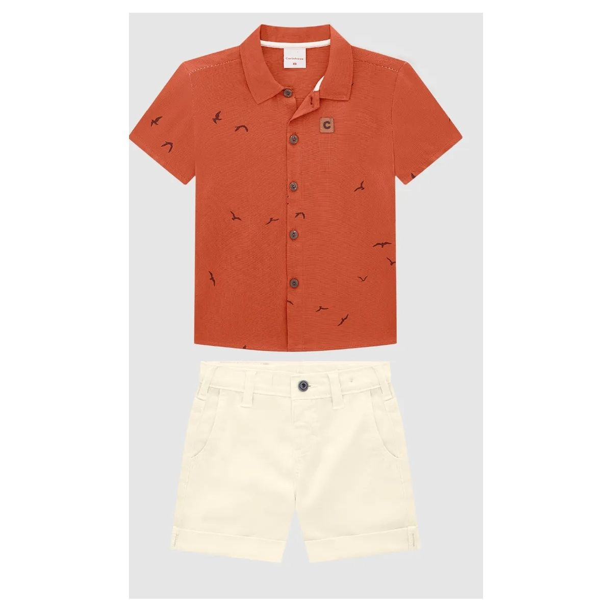 Conjunto Menino Camisa Manga Curta Em Viscolinho T... - Fátima Modas