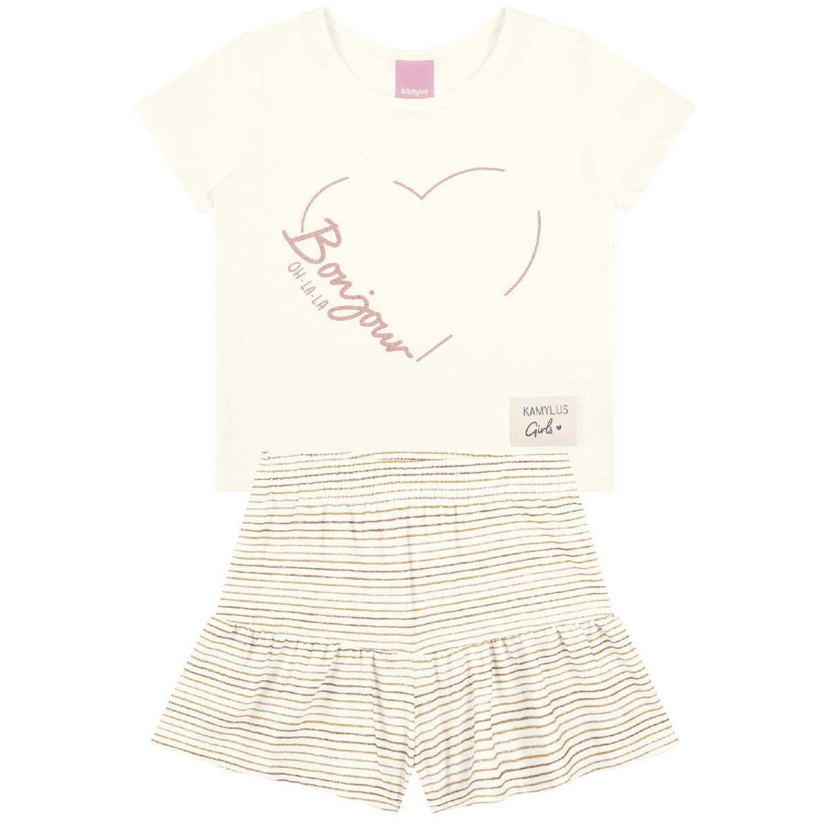 Conjunto Kamylus com shorts gliter - Fátima Modas