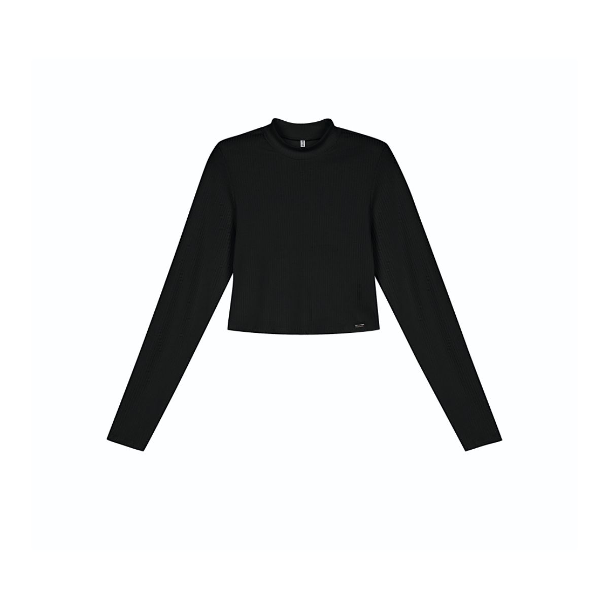 Blusa Manga Longa Feminina Canelada Preta - Fátima Modas