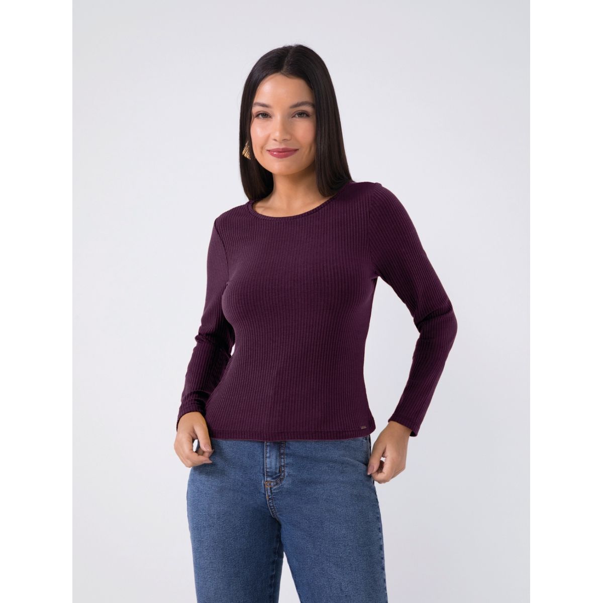 Blusa básica canelada Marialicia - Fátima Modas