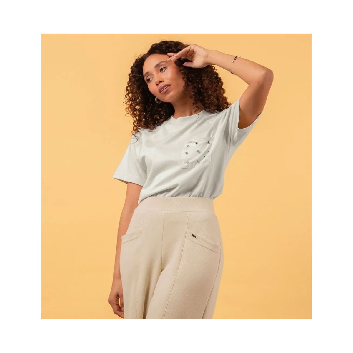 Blusa Feminina Pérolas Marialícia Cinza - Fátima Modas