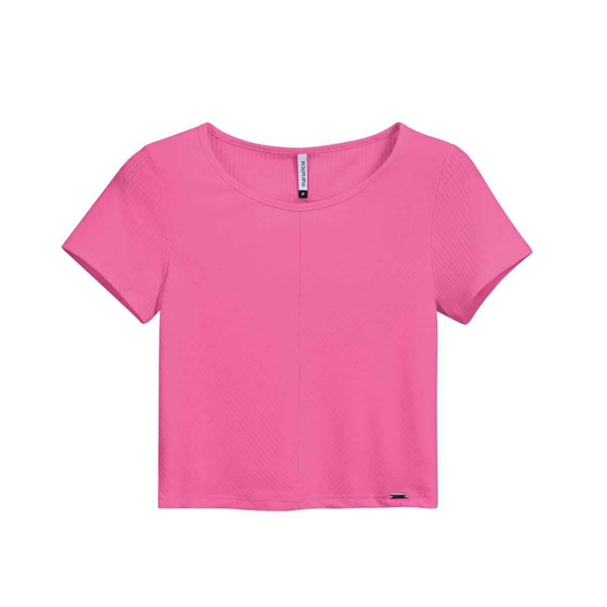 Blusa Cropped Canelado Marialicia Rosa - Fátima Modas