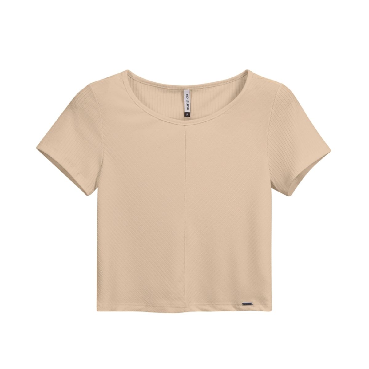 Blusa Cropped Canelado Marialicia Bege - Fátima Modas