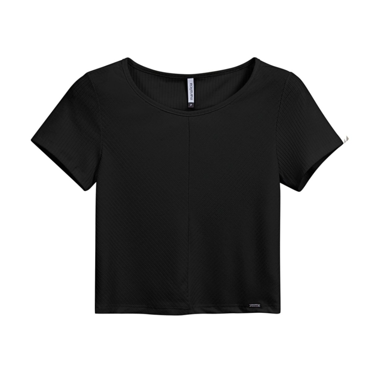Blusa Cropped Canelado Marialicia Preta - Fátima Modas