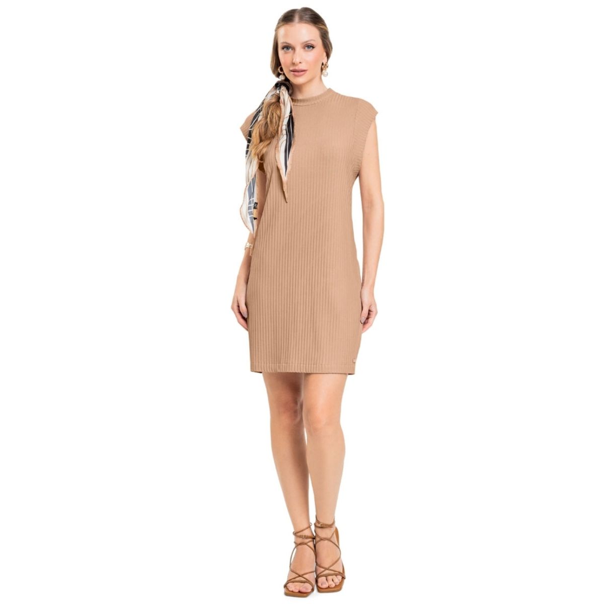 Vestido Curto Muscle Tee em Viscose Canelada - Cer... - Fátima Modas