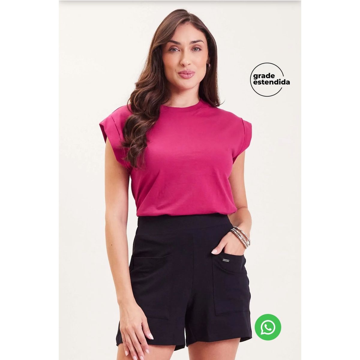 Short Feminino Em Moletinho Marialícia Preto - Fátima Modas