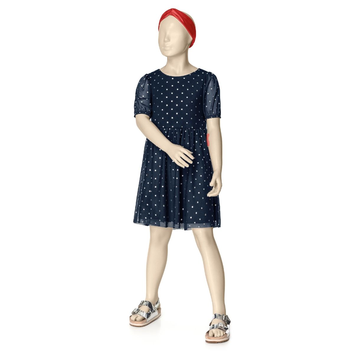 Vestido de tule em poá Malwee - Fátima Modas