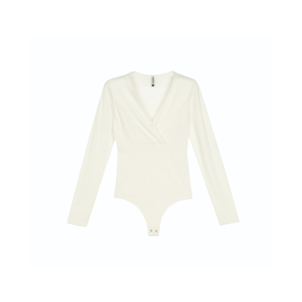 BODY Collant Feminino Decote V Manga Longa Off whi... - Fátima Modas