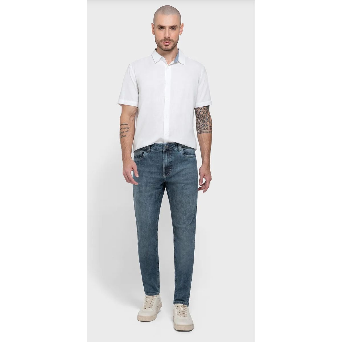 Calça Skinny Masculina Bolso Funcional Em Jeans Co... - Fátima Modas