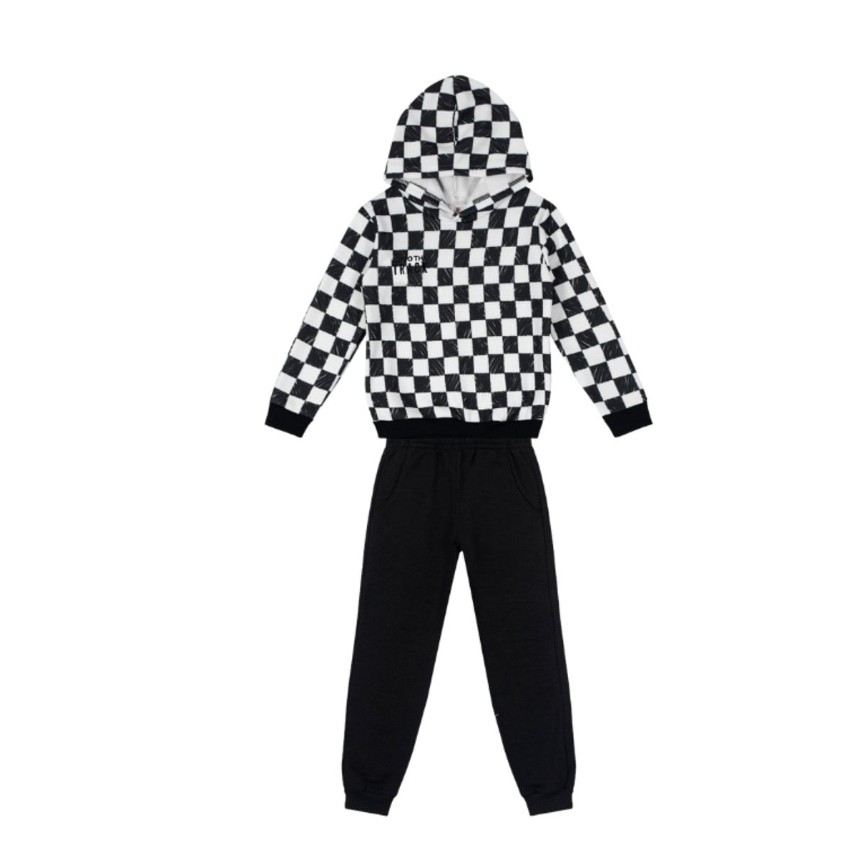 Conjunto Moletom Blusa/Calça Menino Xadrez/Preto B... - Fátima Modas