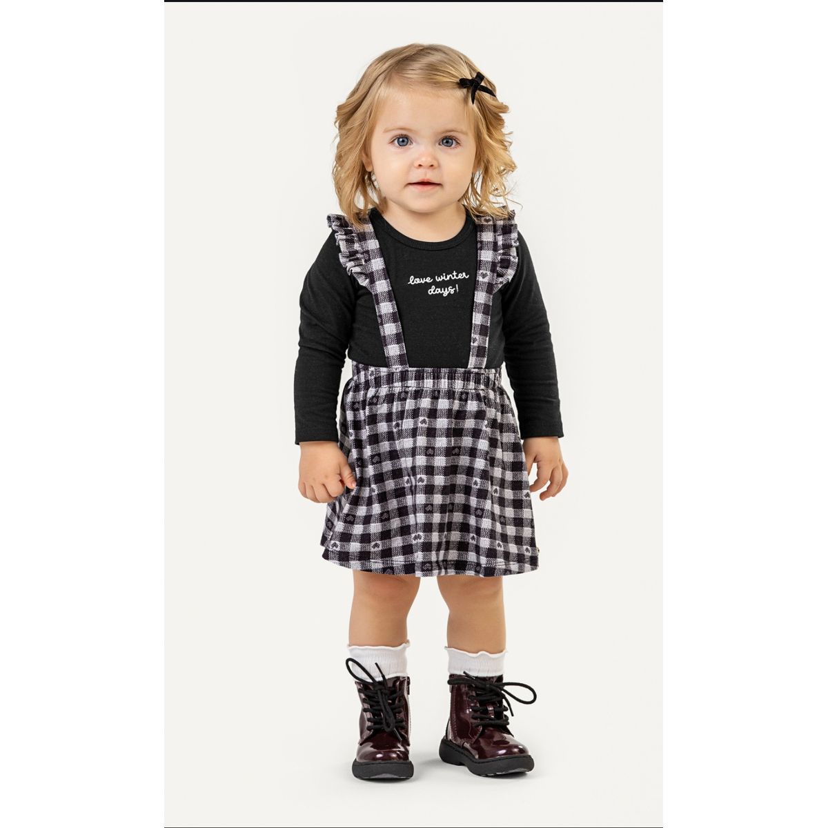 Conjunto Bebê Menina Vestido xadrez e Blusa Colori... - Fátima Modas