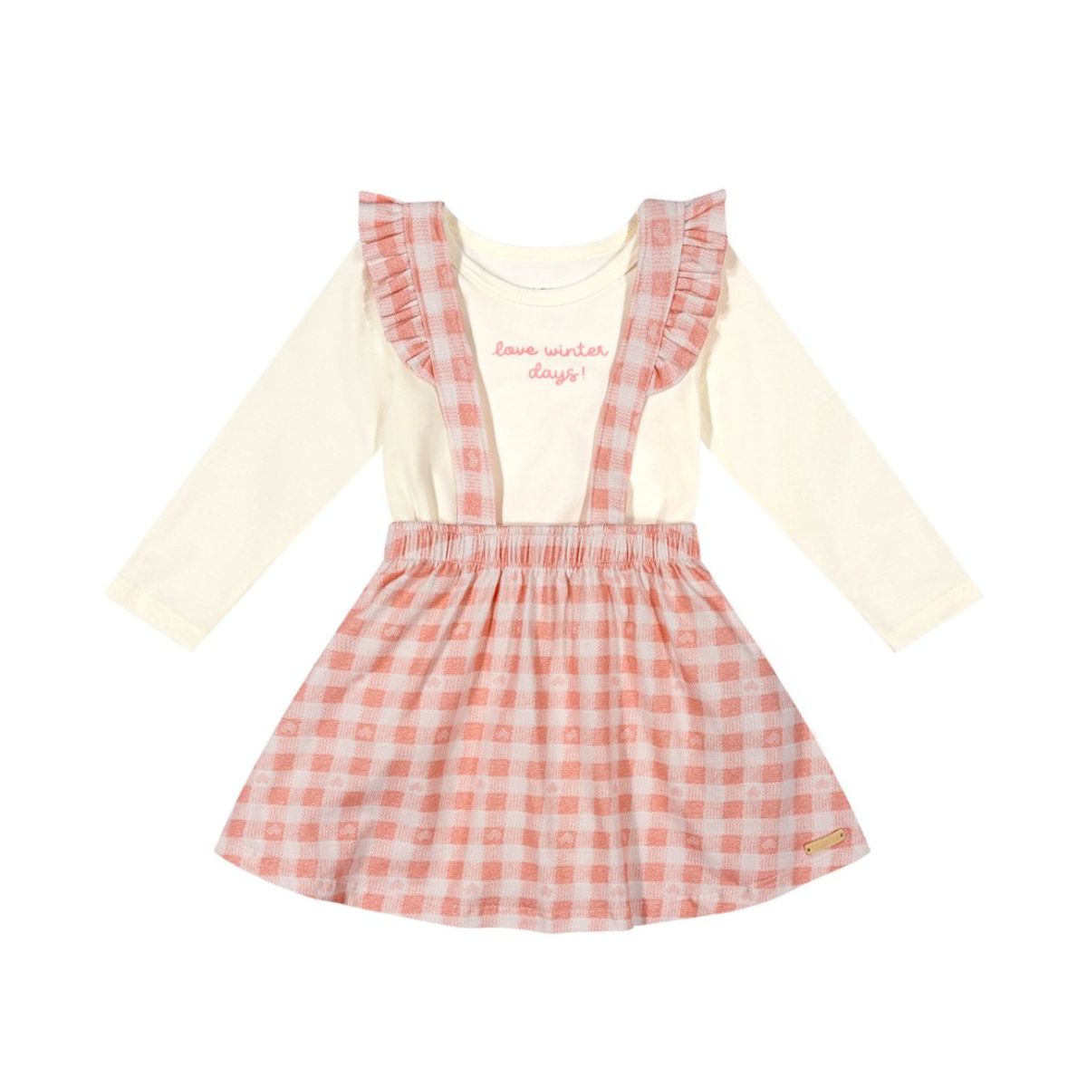 Conjunto Bebê Menina Vestido Xadrez e Blusa Colori... - Fátima Modas