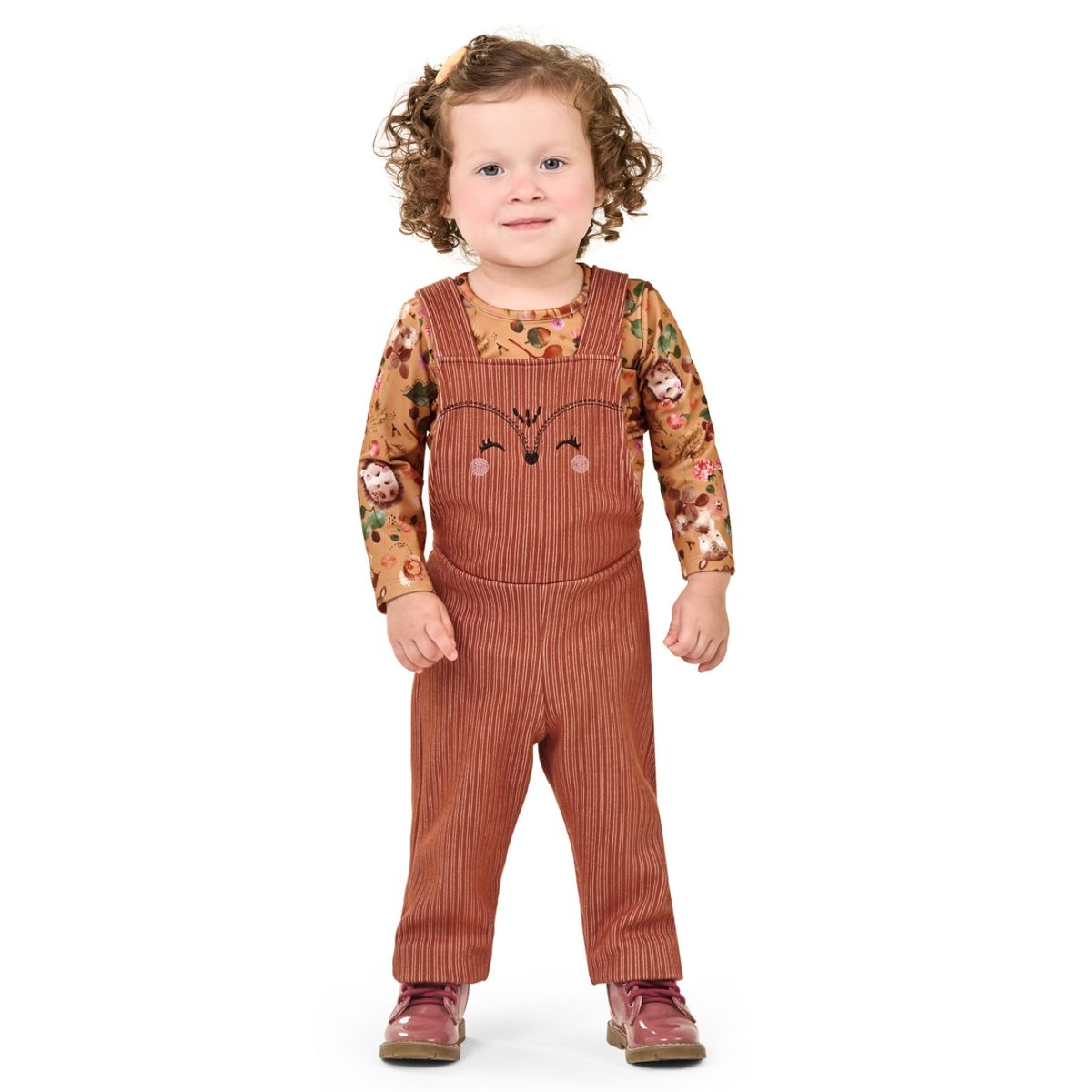 Conjunto Bebê Menina Jardineira Bordada Elian Lara... - Fátima Modas