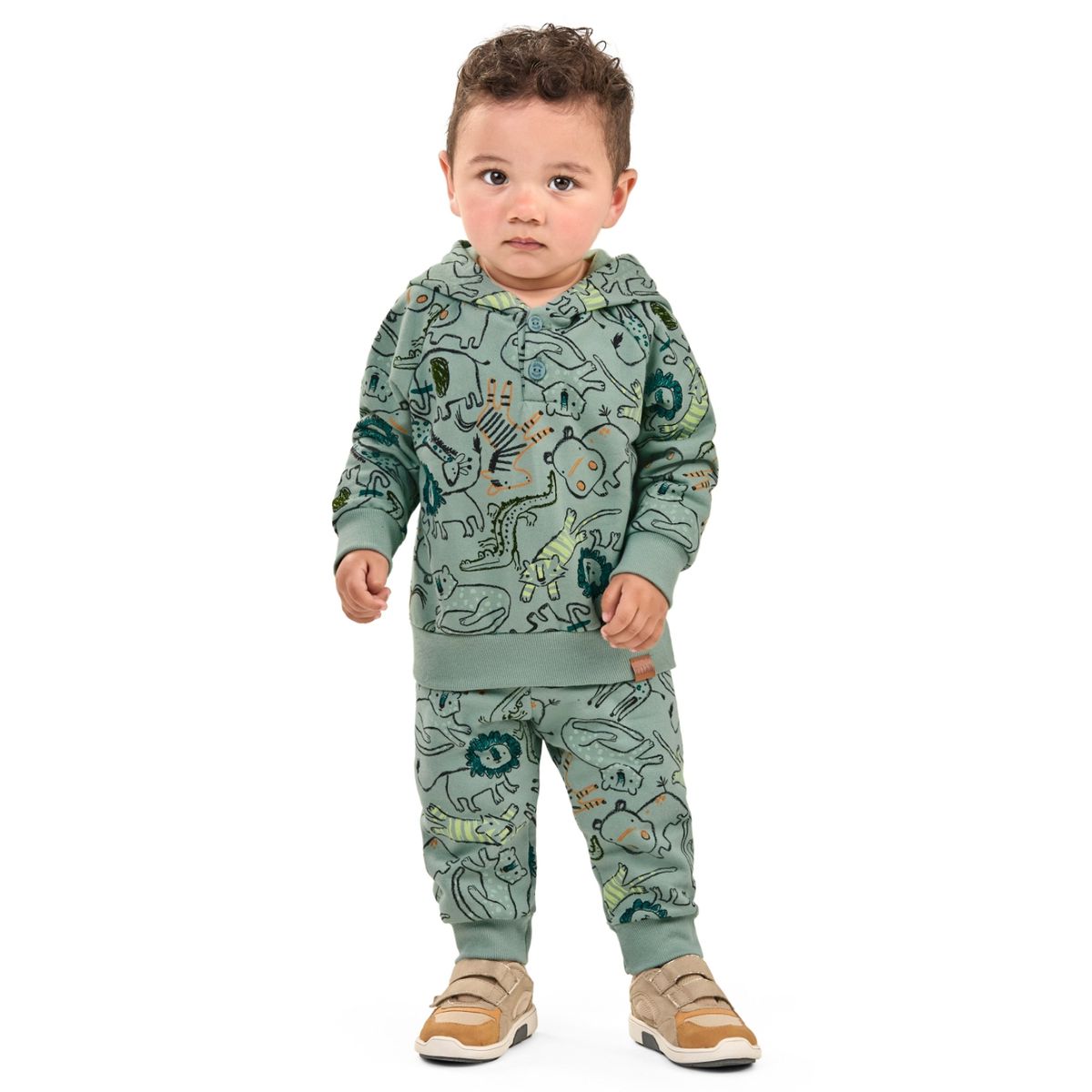 Conjunto Bebê Menino Moletom Animais Elian Verde - Fátima Modas