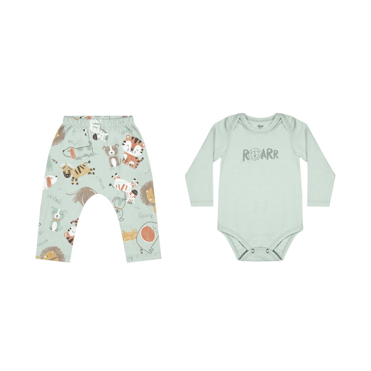 Conjunto Bebê Menino Estampado Elian Verde - Fátima Modas