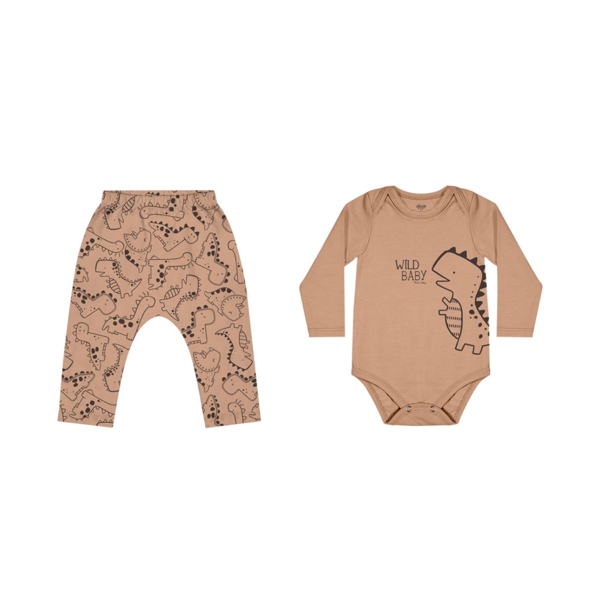 Conjunto Bebê Menino Estampado Elian Marrom - Fátima Modas