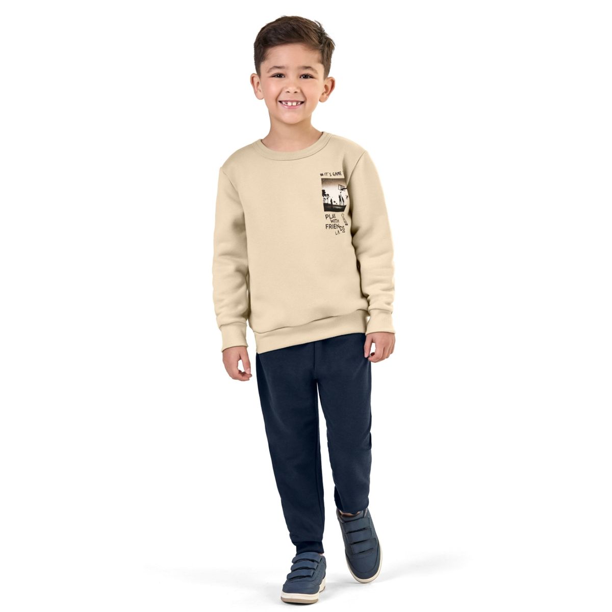 Conjunto Infantil Menino Blusão Elian Bege - Fátima Modas