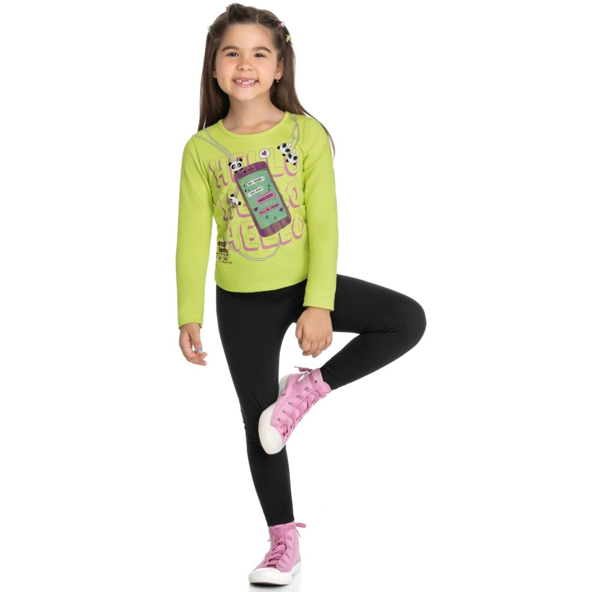 Conjunto Blusa e Legging Menina Infantil Elian Ver... - Fátima Modas