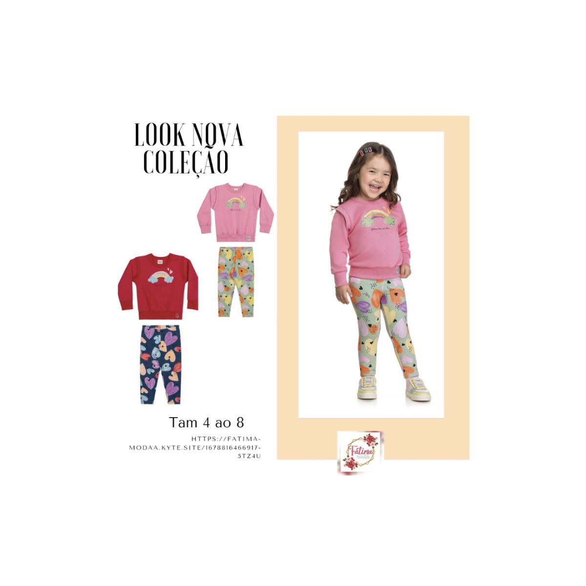 Conjunto Moletom Bebê Feminino Arco-iris - Fátima Modas