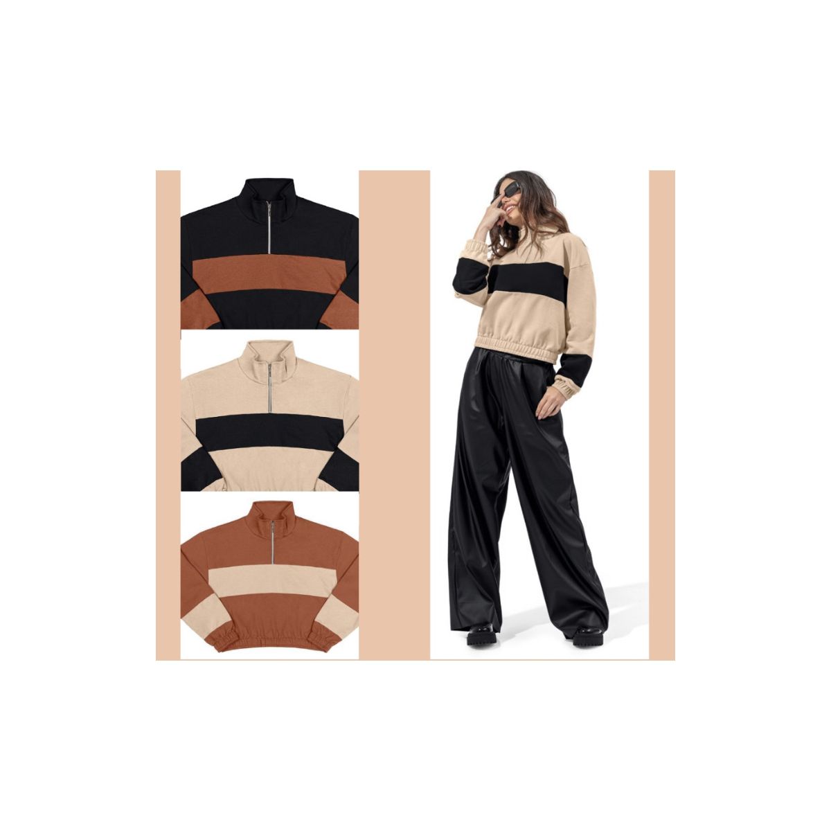 Blusa Moletom Cereja Rosa Nude - Fátima Modas