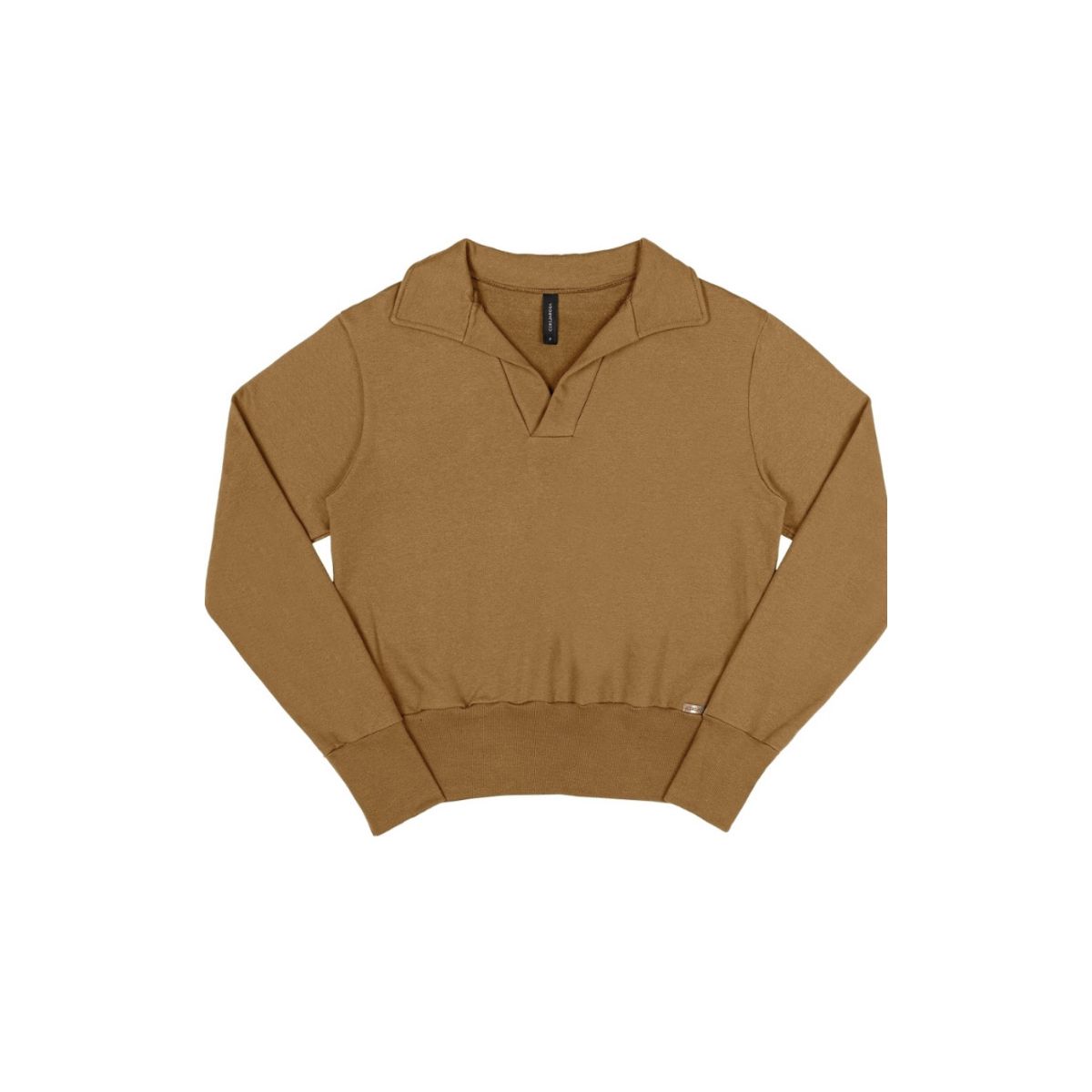 Blusa Moletom Polo Camel - Fátima Modas