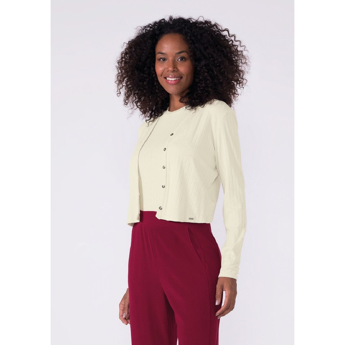 CARDIGAN COM REGATA FEMININO Off White - Fátima Modas