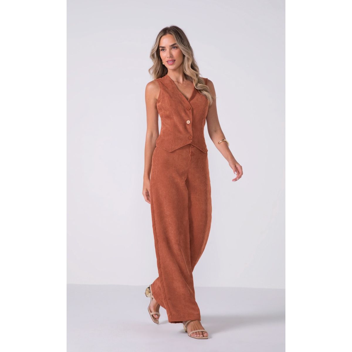 Calça Cotele Pantalona - Fátima Modas