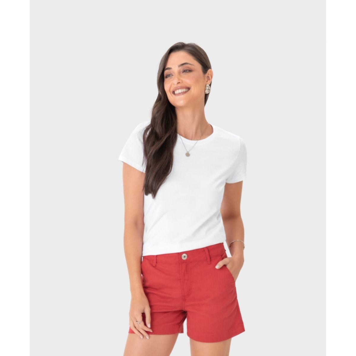 Blusa Básica Feminina Baby Look Em Algodão Branca - Fátima Modas