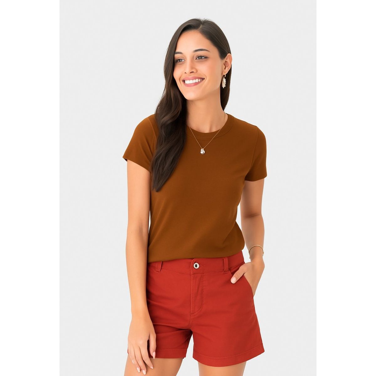 Blusa Básica Feminina Baby Look Em Algodão - Fátima Modas