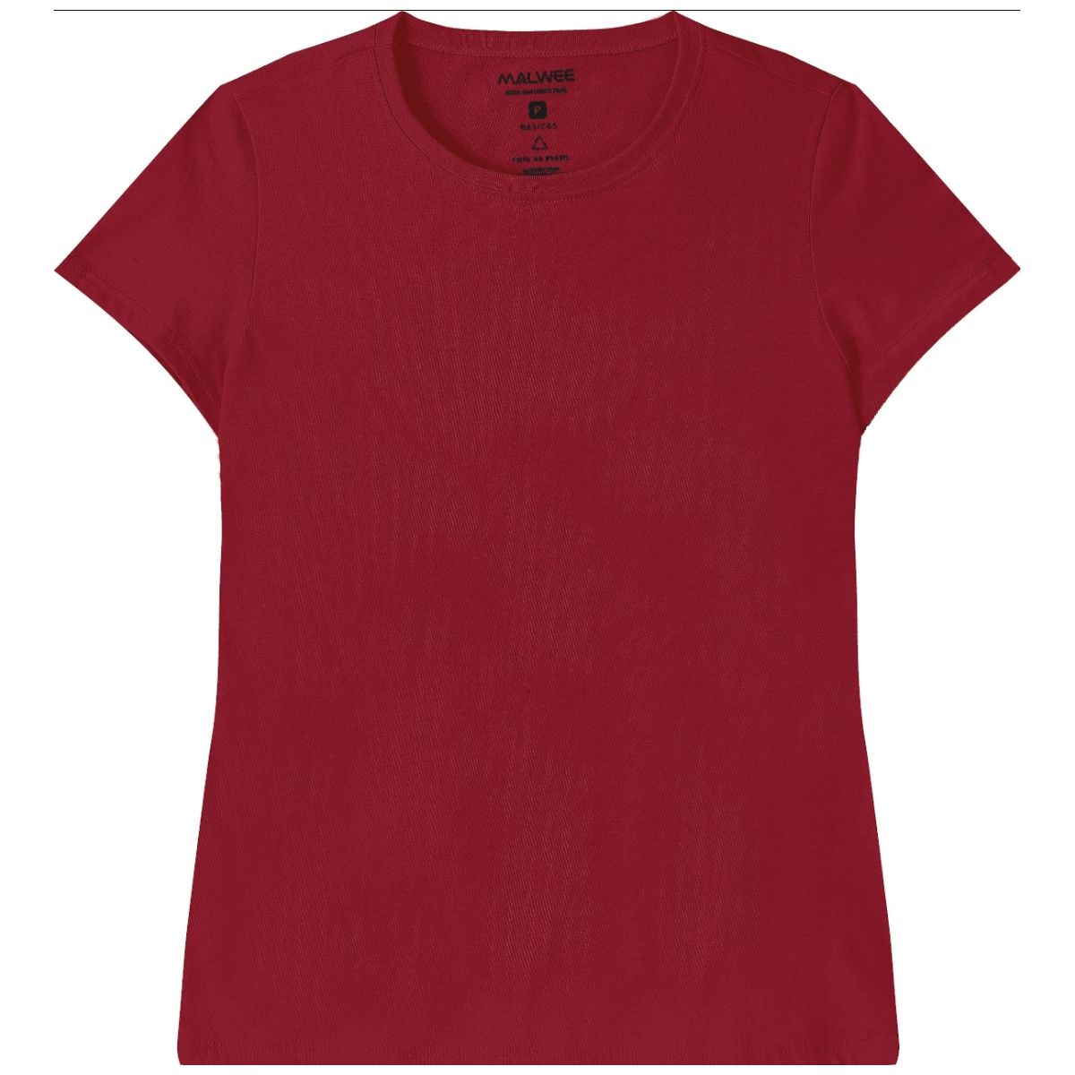 Blusa Básica Feminina Baby Look Em Algodão Bordo - Fátima Modas