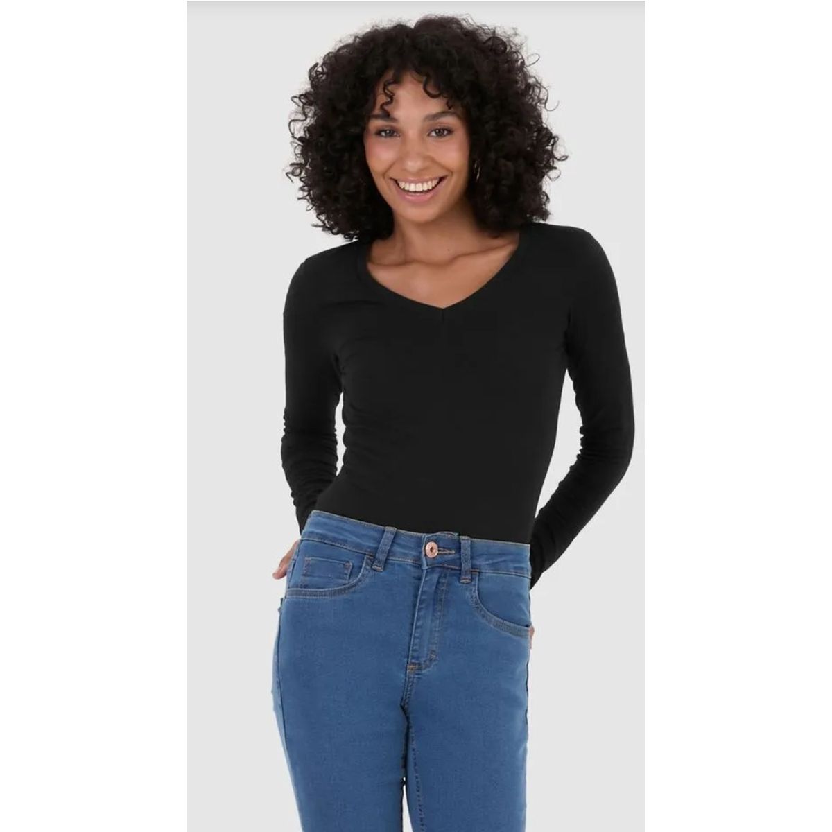 Blusa Básica Feminina Manga Longa Cotton Light - Fátima Modas