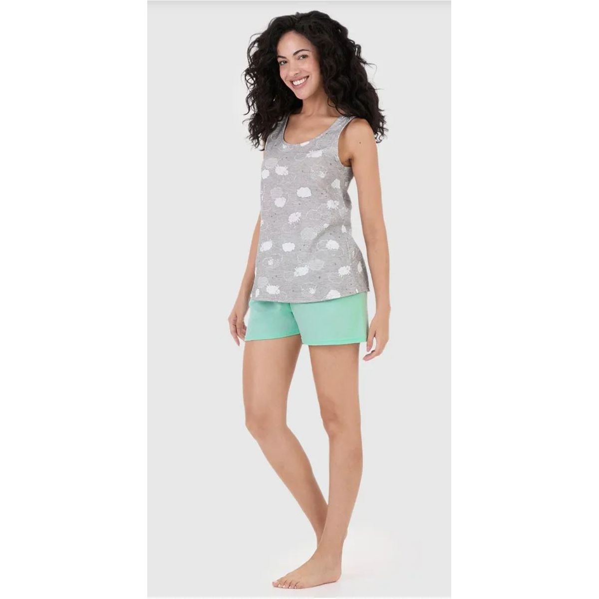 Pijama Feminino Regata Estampada Em Algodão - Fátima Modas