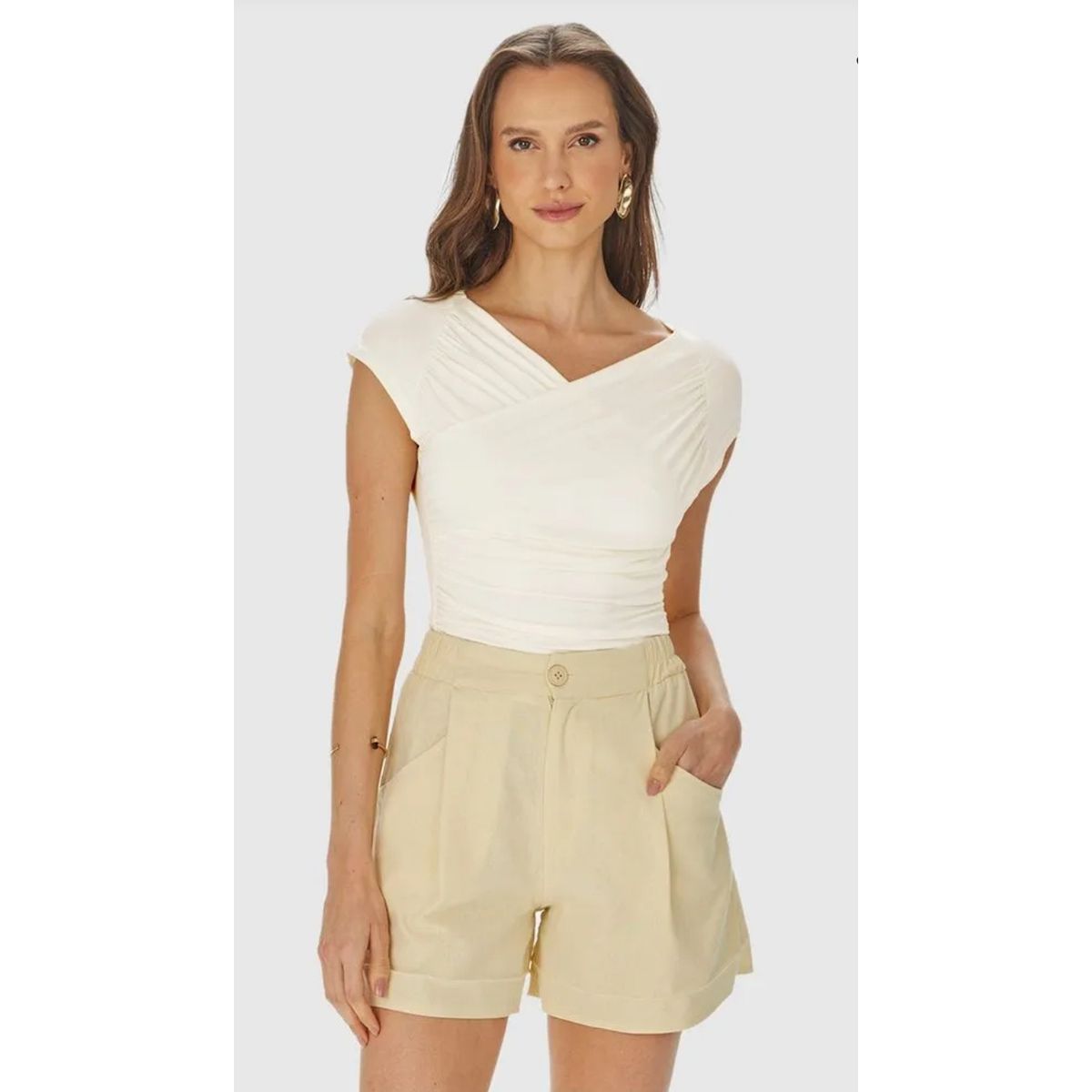 Blusa Feminina Decote Transpassado Em Viscose Stre... - Fátima Modas
